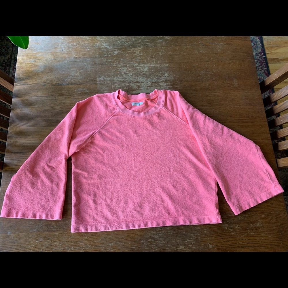 Madewell Terry Raglan Sweatshirt in Neon Pink